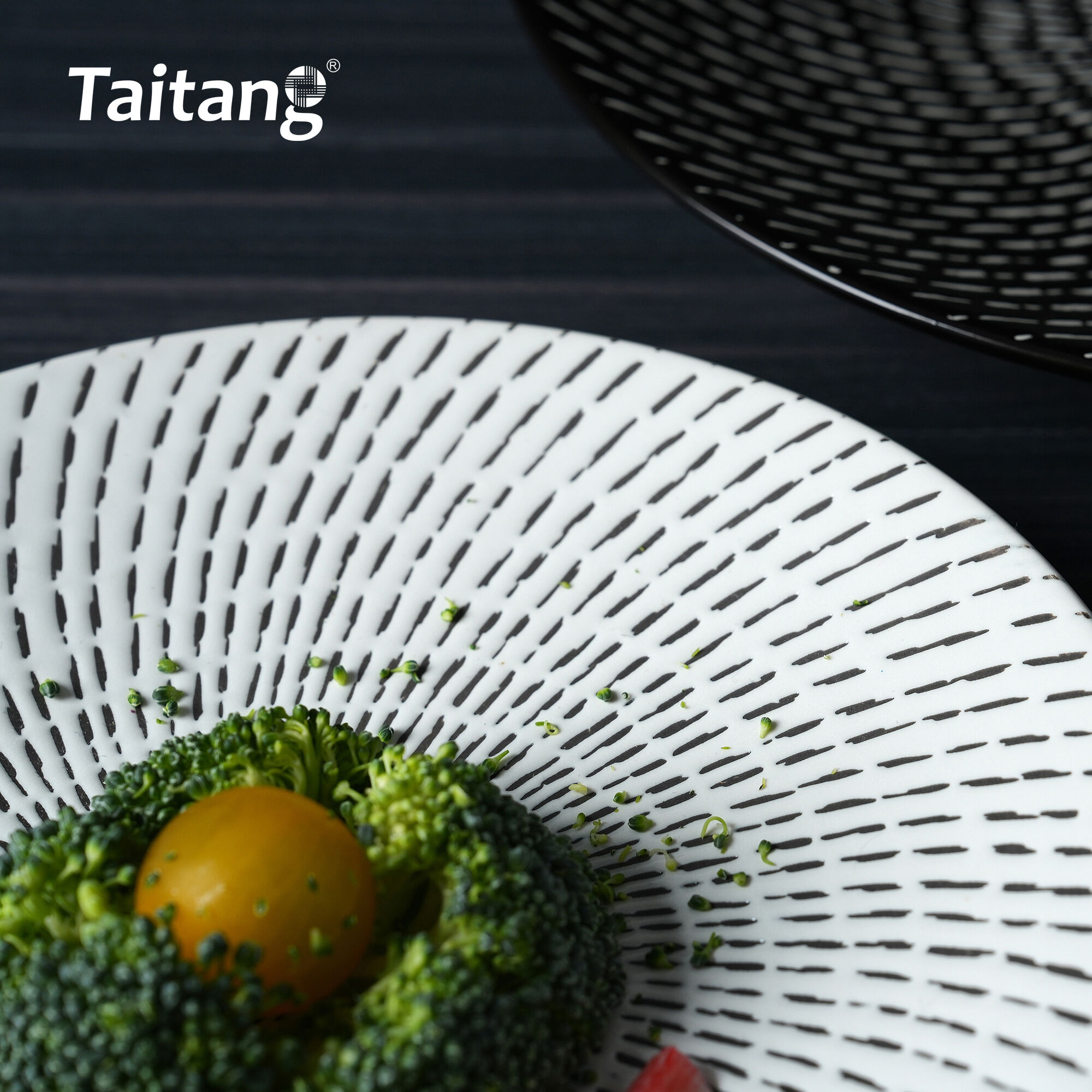 Black & White Ceramic Dinnerware Set Textured Porcelain Tableware Plates for Boutique Hotels Dining Restaurants