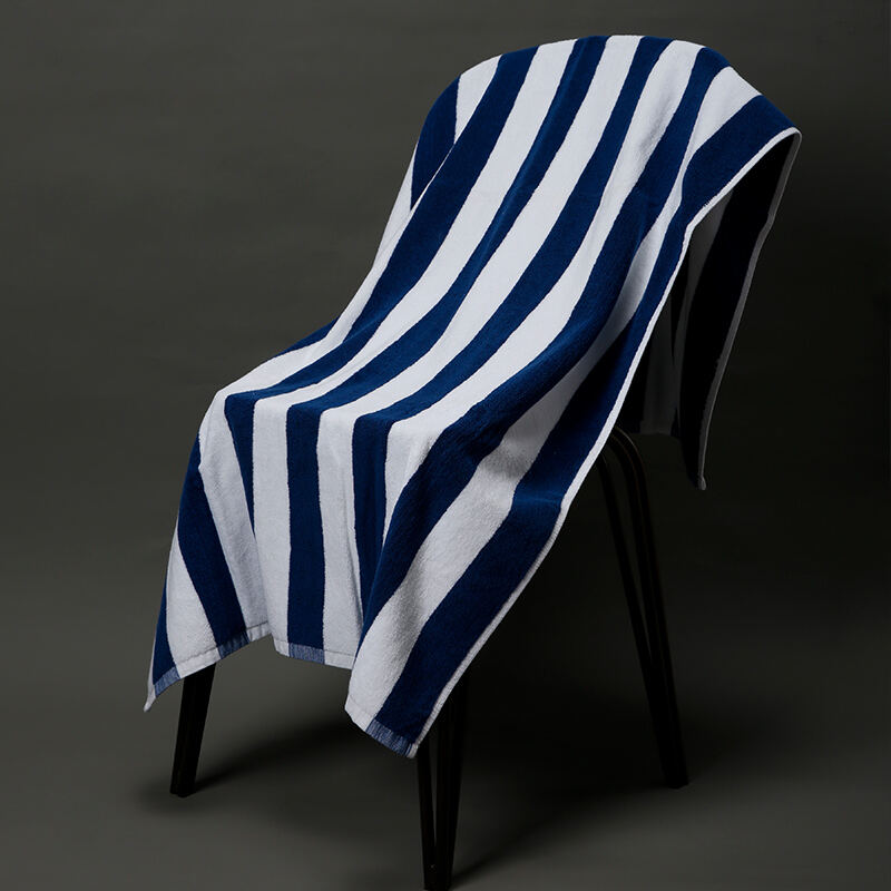 Blue & White Striped Bath Towel Premium 650g Hotel Linen Supplier