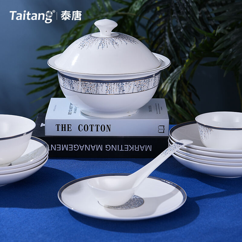 Jasper Beaded Curtain Luxury Bone China Dinnerware Set Fine Bone China Dishes for Five-Star Hotel Banquets & Fine Dining