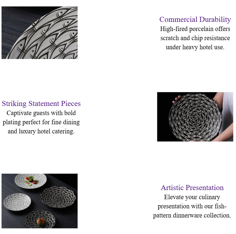 Fish Pattern Porcelain Dinnerware Collections Footed Ceramic Dinnerware Set for Luxury Restaurant Chinaware.png