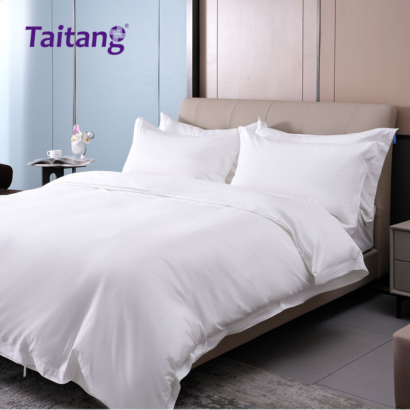 300T သ cotton ပုံစံ satin အဆင့်မြင့် ဟိုတယ်အိပ်ရာဖုံးများ၊ air-jet ဖော်မှုန်းထားသော ဟိုတယ်အိပ်ရာဖုံးများ (၁.၅မီတာ အိပ်ရာအတွက်) အမြဲတမ်းရောင်းဝယ်ရေး