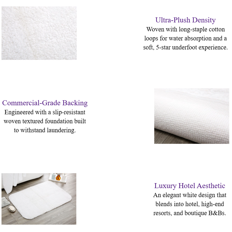 High Quality Hotel Bath Mat Wholesale White Plush Hotel Style Bath Mat for 5-Star Hotel Collection Luxury Bathroom Mats.png