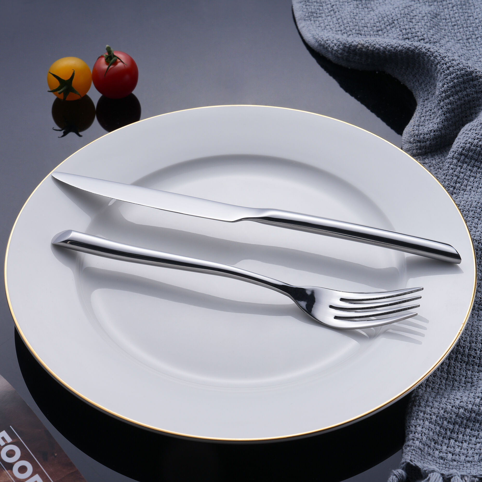 Geometric Bevel-Cut Restaurant Cutlery Set Premium Modern Steel Flatware for Luxury Boutique Hospitality Sourcing