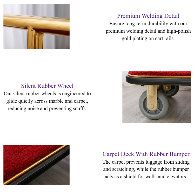 XL Luxury Mirror Gold Platform Luggage Cart Heavy-Duty Four-Wheel Bellman Trolley.png