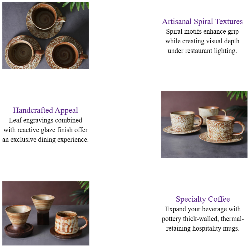 Pottery Spiral Glazed Ceramic Coffee Cup and Saucer Set Glaze Dinnerware Set for Luxury Hotels Resorts and Cafes.png