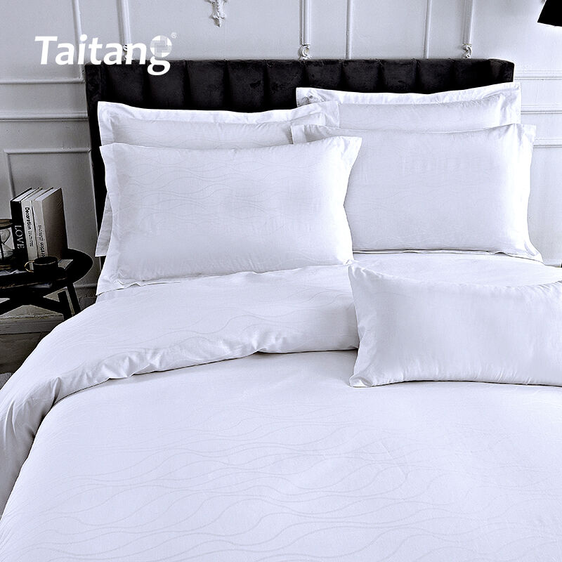 seprai Hotel dan Sarung Selimut Hotel Mewah dari Katun Sateen 300T dengan Pola Jacquard Gelombang Air