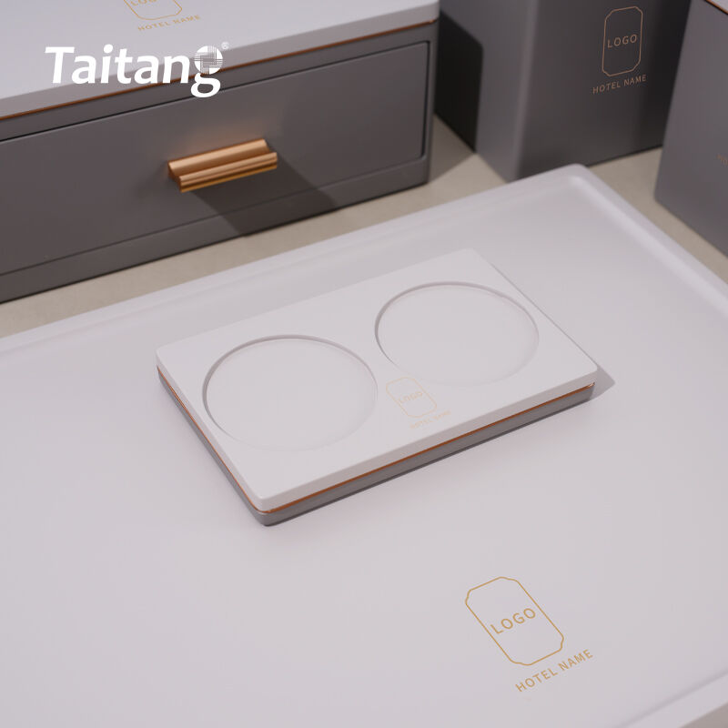 Matte Grey Resin na Set ng Mga Amenidad sa Silid ng Hotel, Elegante at 5-Star na mga Aksesorya para sa Silid ng Bisita