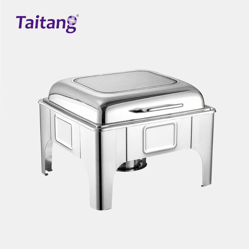 Hotel Buffet Equipment Commercial Riser Base Square Food Warmer With Shallow Pan