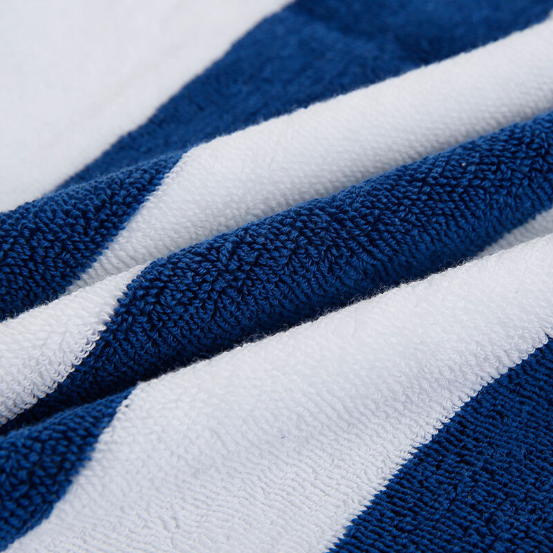 Blue & White Striped Bath Towel Premium 650g Hotel Linen Supplier