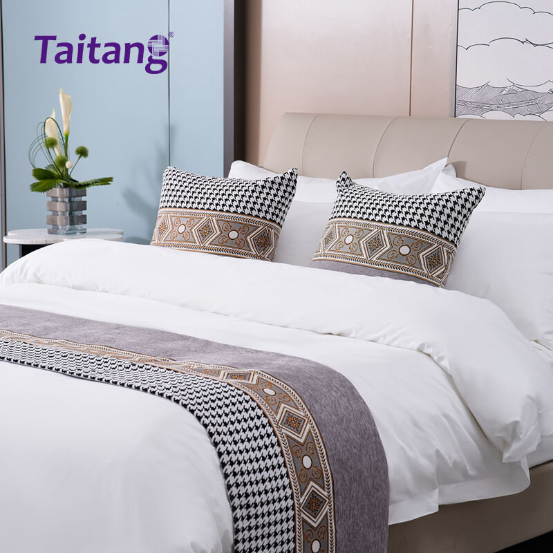 Executive Grey Hotel Bed Runner Set Luxury Hospitality Bedding & Accessories