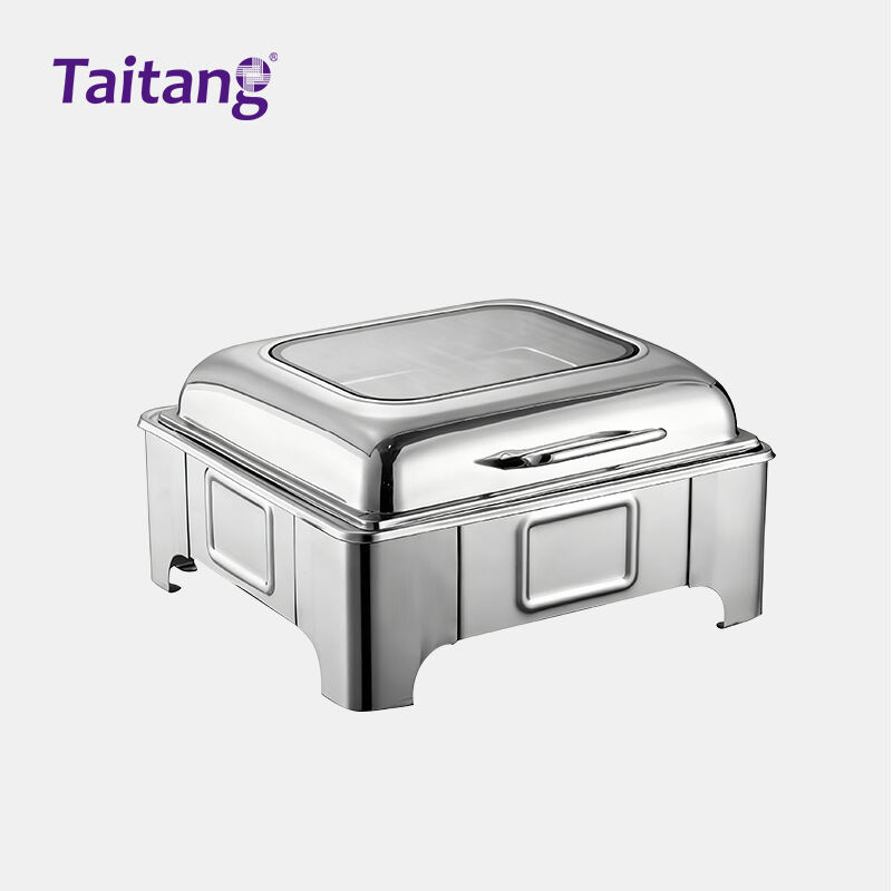 Hotel Buffet Equipment Commercial Low Profile Square Food Warmer With Shallow Pan