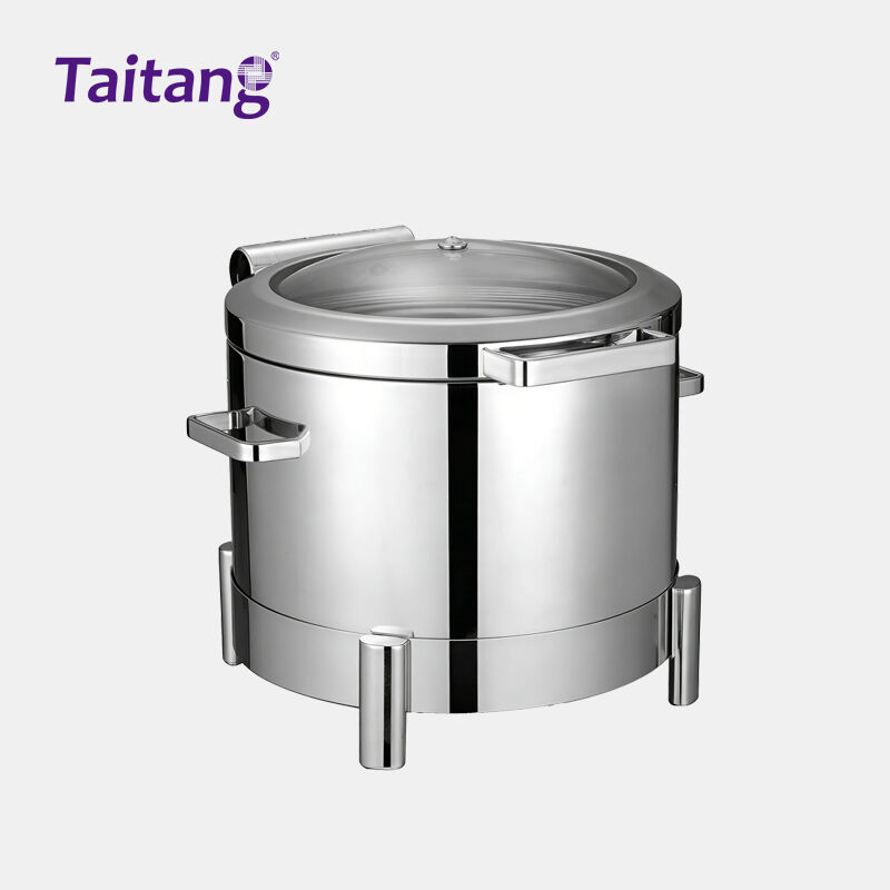 Commercial Stainless Steel Food Warmer Buffet Display Luxury Buffet Server Warmer Tray & Soup Kettle for Hotel