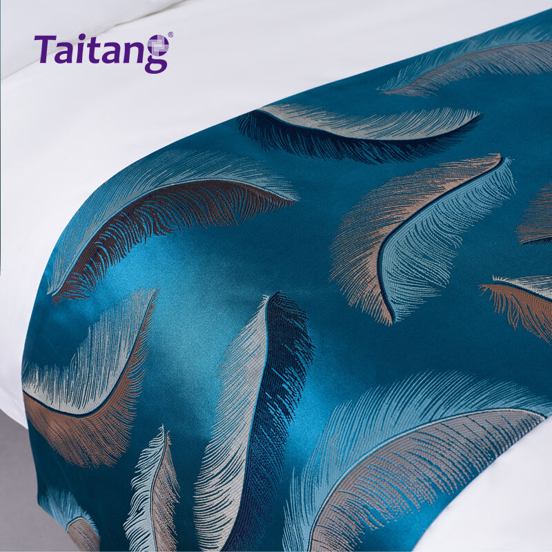 Feather Jacquard Hotel Bed Runner & Decorative Pillow Set Premium Hospitality Bedding Suppliers