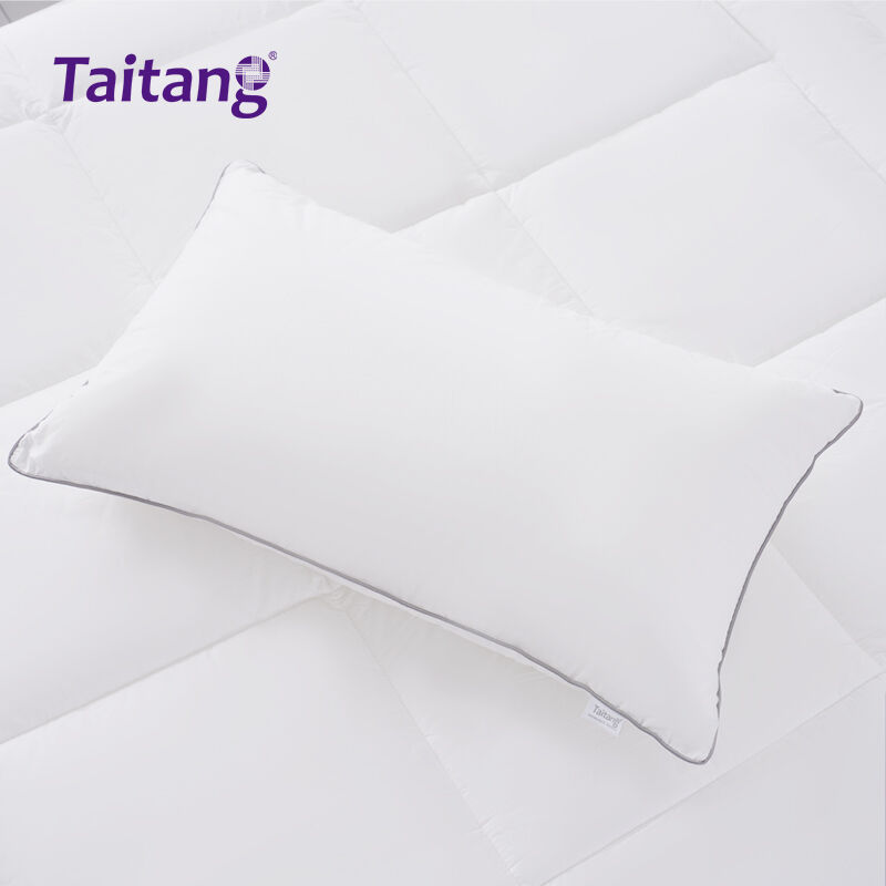 1300g Hotel Pillows Luxury Silk-Down Alternative with Designer Gray Piping for Five-Star Suites