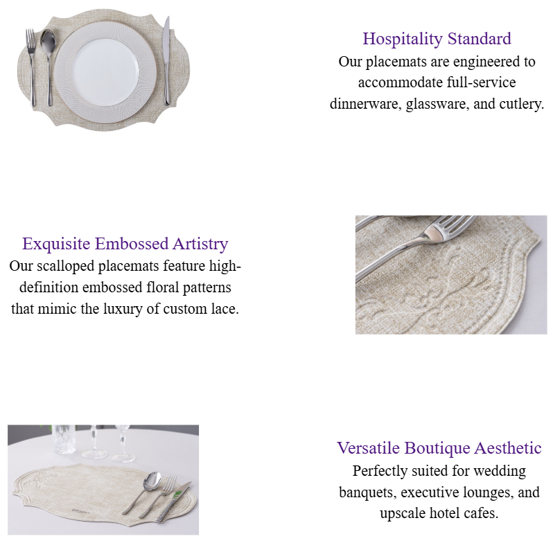 Scalloped Hotel Placemat 32x45cm Off-White European Style Table Mat Commercial Catering Supplies Wholesale.png