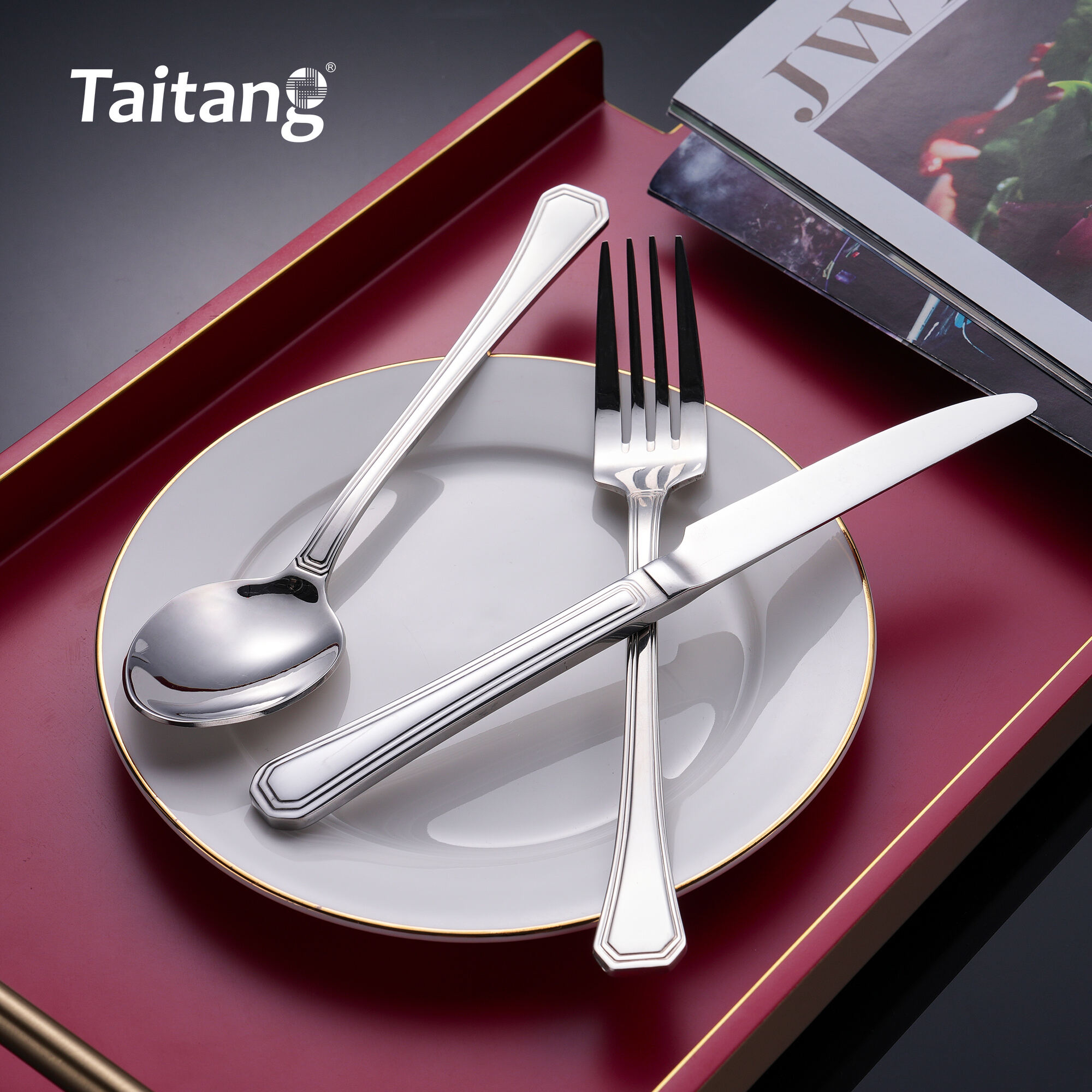 Geometric Restaurant Cutlery Set Premium Tiered-Edge Hotel Flatware Luxury Services Cutlery Steel Collection