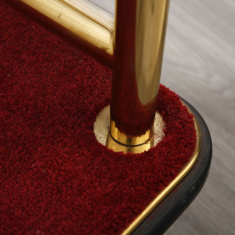 XL Luxury Mirror Gold Platform Luggage Cart Heavy-Duty Four-Wheel Bellman Trolley