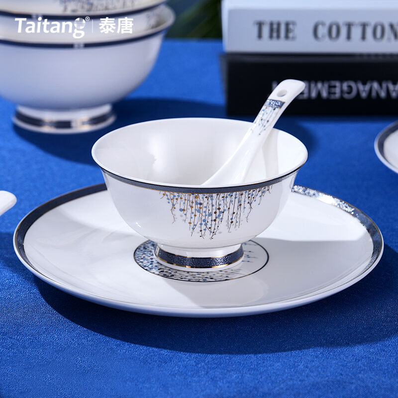 Jasper Beaded Curtain Luxury Bone China Dinnerware Set Fine Bone China Dishes for Five-Star Hotel Banquets & Fine Dining