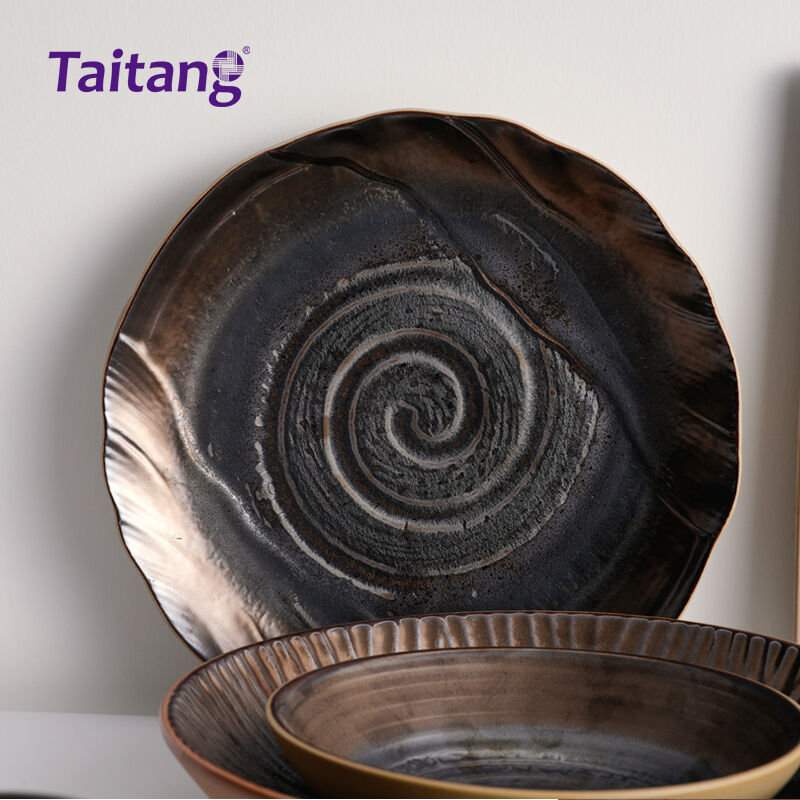 Set Alat Makan Moden — Koleksi Alat Makan Porselin Bergaya Spiral, Tahan Calar, Sesuai untuk Perkhidmatan Restoran