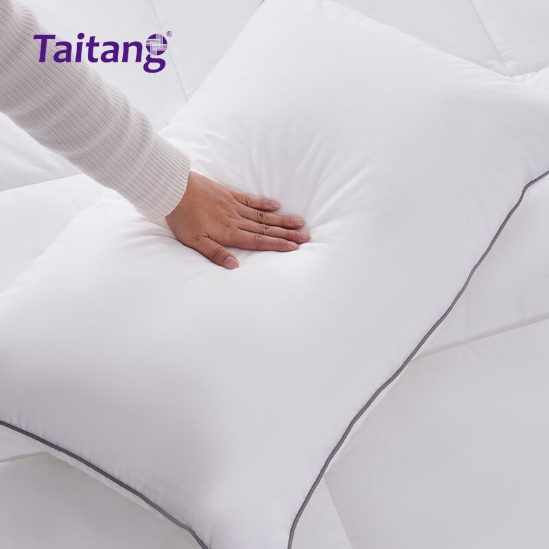 1300g Hotel Pillows Luxury Silk-Down Alternative with Designer Gray Piping for Five-Star Suites