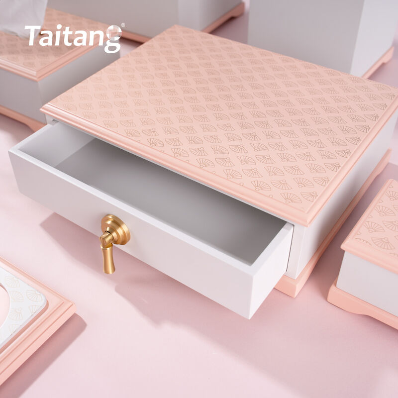 Mga Kagamitan sa Silid ng Hotel na Gawa sa Resin na Pink at Gold, Art Deco, Luho, Mga Aksesorya para sa Silid ng Bisita na may 5-Star