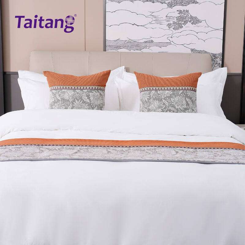 Boutique Floral Hotel Bed Runner & Decorative Pillow Set Premium Hospitality Linen Wholesale