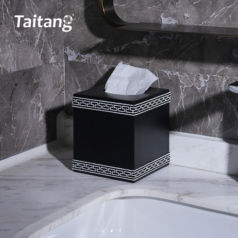 Hotel Room Amenities Set Matte Black Resin with White Pattern 5-Star Guest Room & Bathroom Accessories