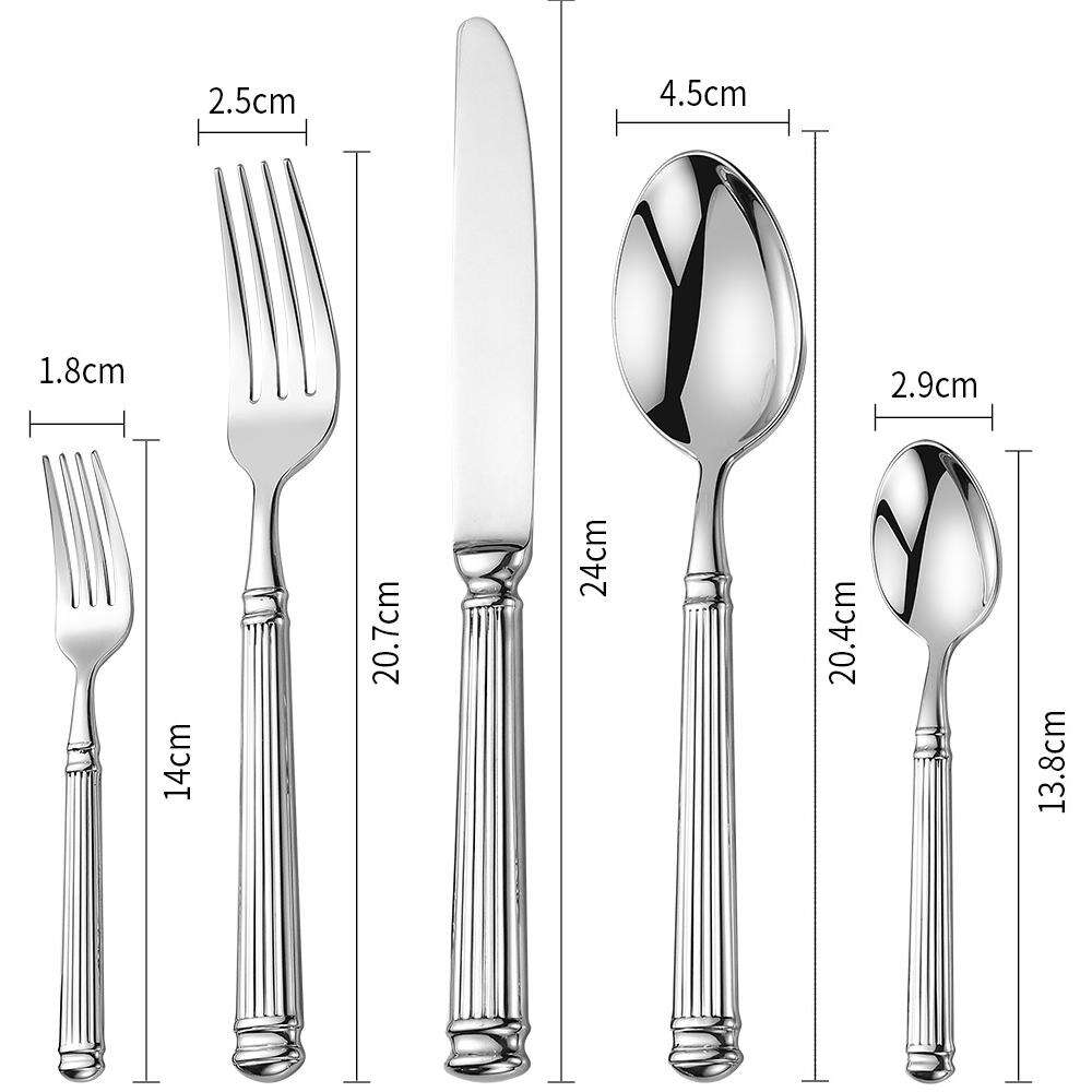 Fluted Column Stainless Steel Restaurant Cutlery Set Luxury Hotel Flatware Commercial Services Cutlery Steel