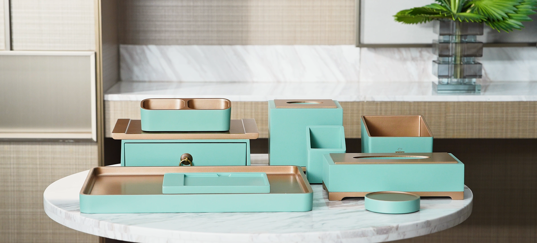 Premiumhårdplastiskt tillbehör för hotellrummets badrum_Mint