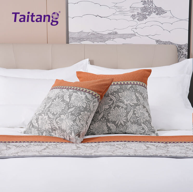 Boutique Floral Hotel Bed Runner & Decorative Pillow Set Premium Hospitality Linen Wholesale