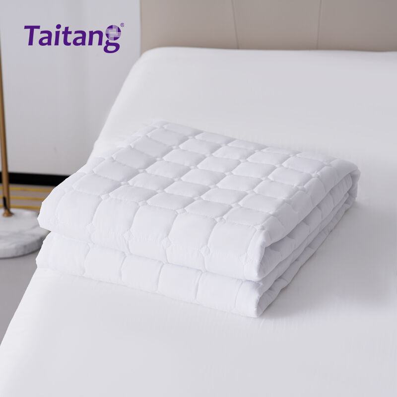 Quilted Hotel Mattress Pad 1200# Waterproof Hollow Fiber Mattress Protector for Bulk Wholesale