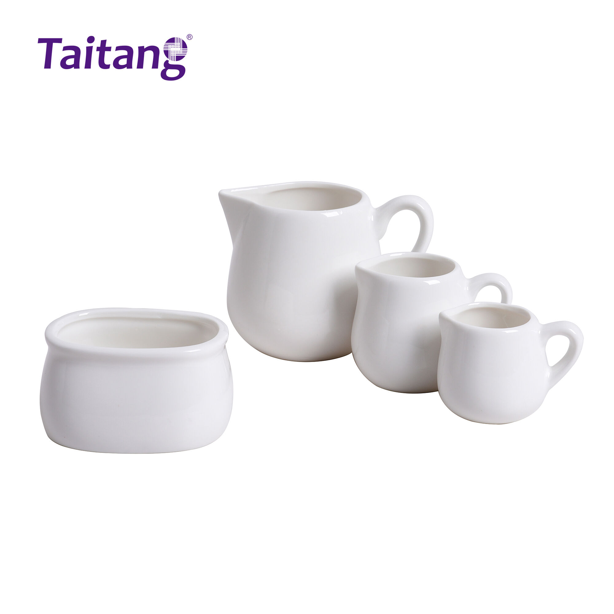 Set ng Ceramic na Milk Cream Jug at Sugar Bowl, Bulk na Porcelain na Accessories para sa Coffee Service