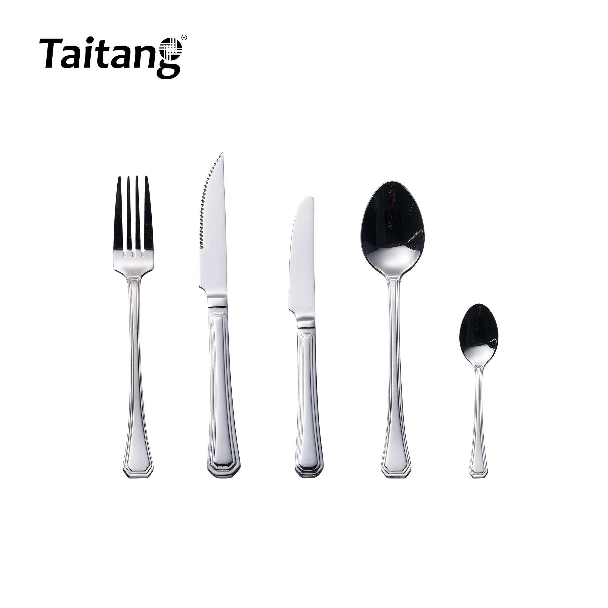 Geometric Restaurant Cutlery Set Premium Tiered-Edge Hotel Flatware Luxury Services Cutlery Steel Collection