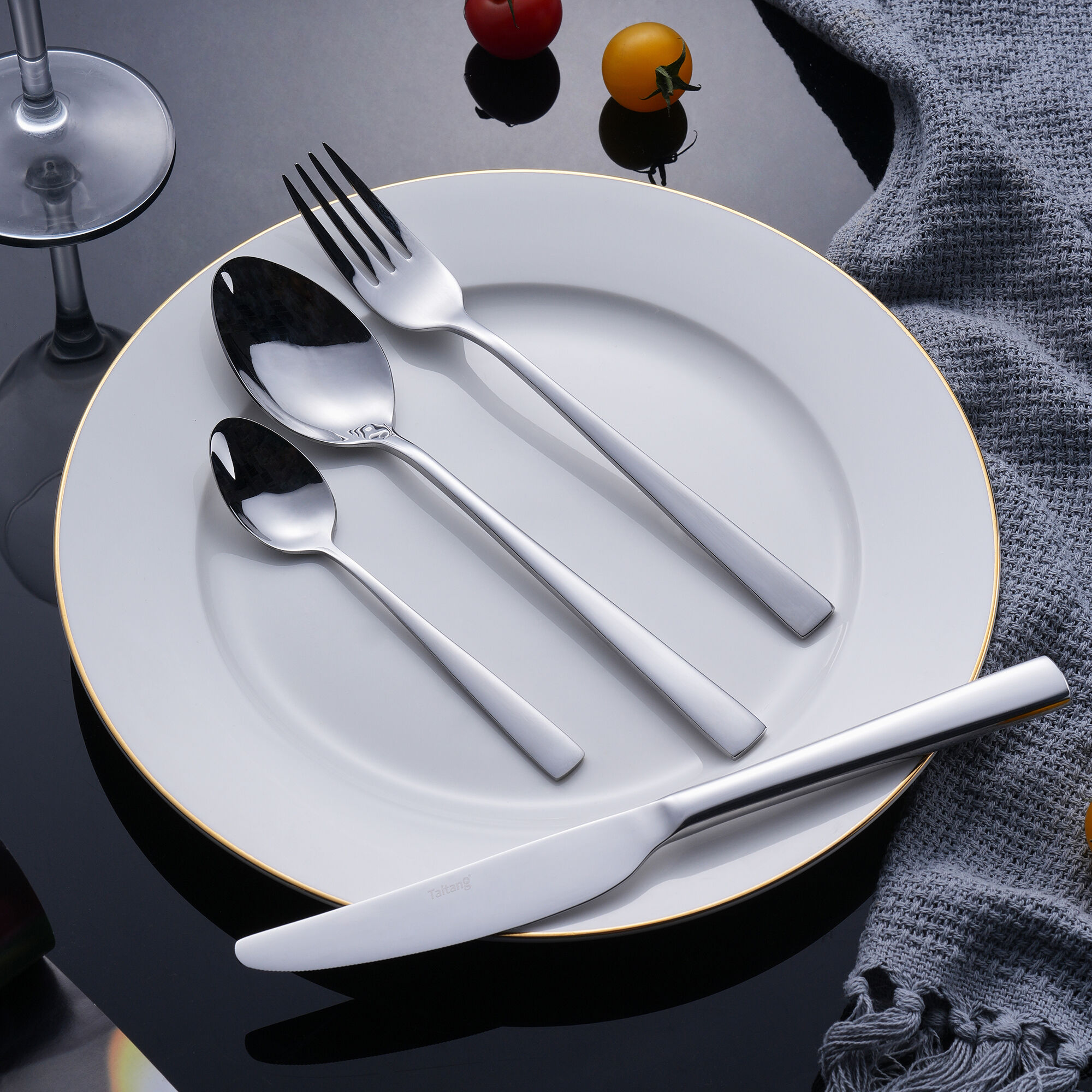 Square-Edge Restaurant Cutlery Set 201 Steel Table Accessories & Serving Cutlery Set for Hotels, Luxury Lounges