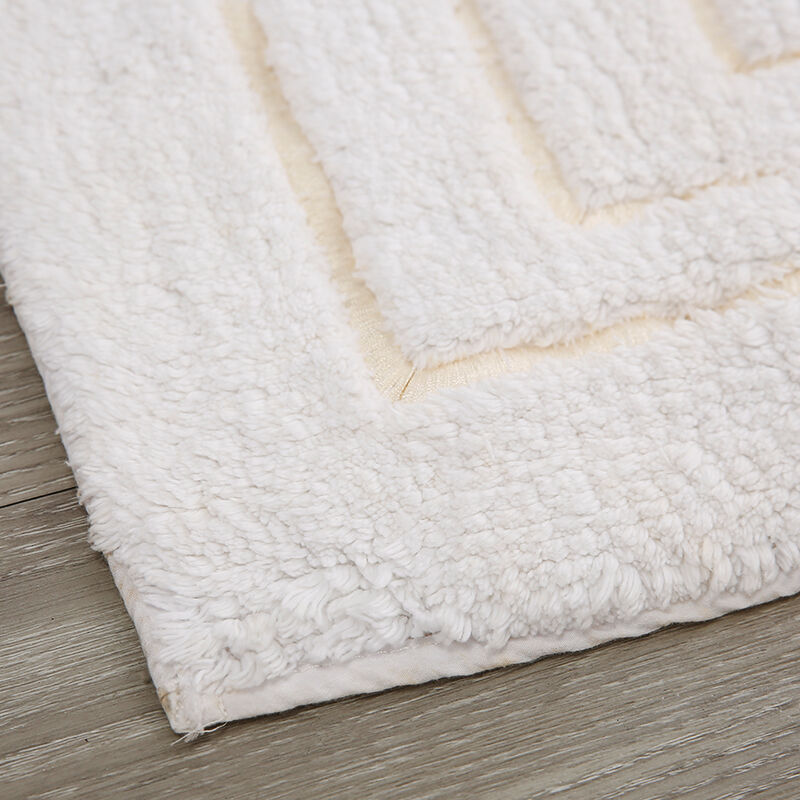 Luxury Framed Hotel Bath Mat Wholesale White Plush Hotel Style Bath Mat for 5-Star Hotel Collection