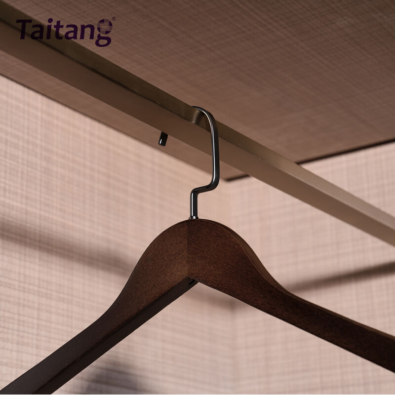 Black Beech Wood Hotel Hangers Heavy-Duty Suit & Trouser Hangers with Non-Slip Clips