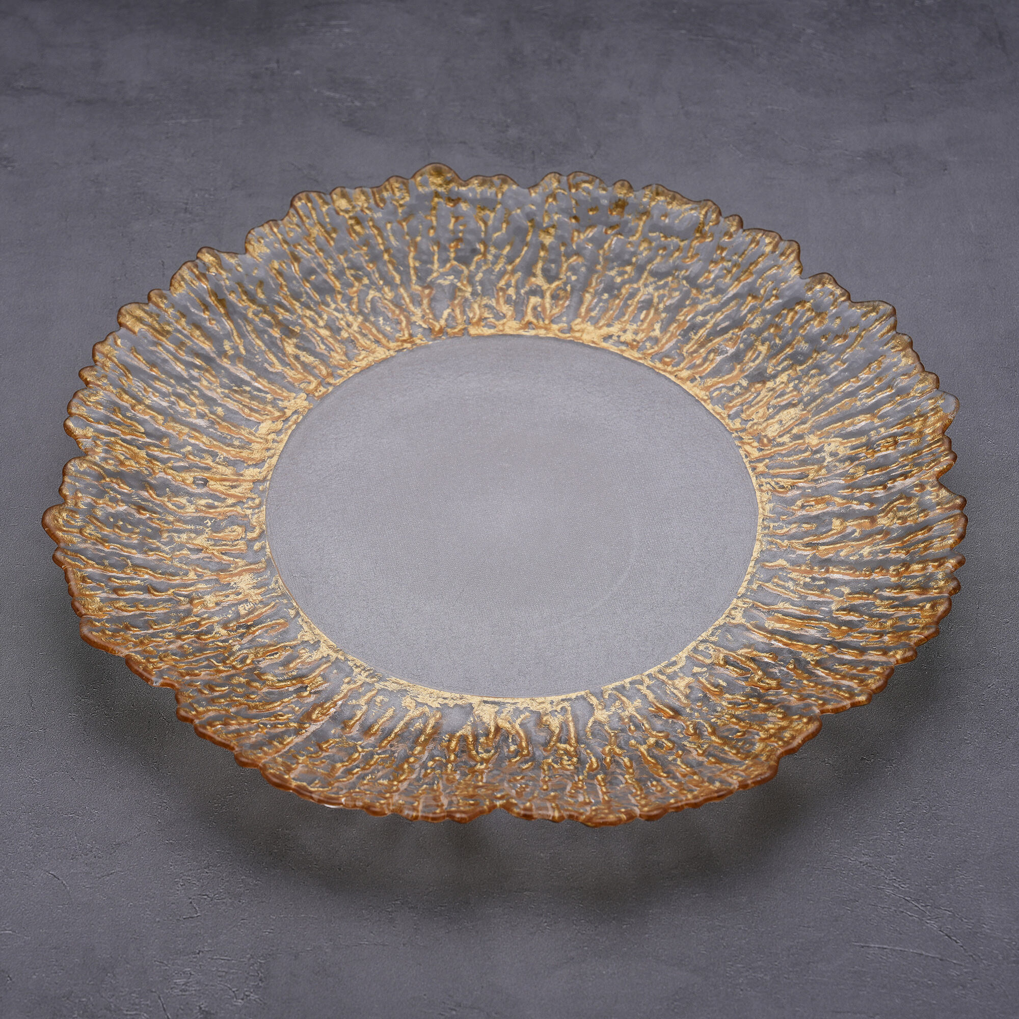 Luxury Glass Dinner Plates in Bulk Elegant Gold Rim & Beaded Wedding Charger Plates for Hotels & Catering