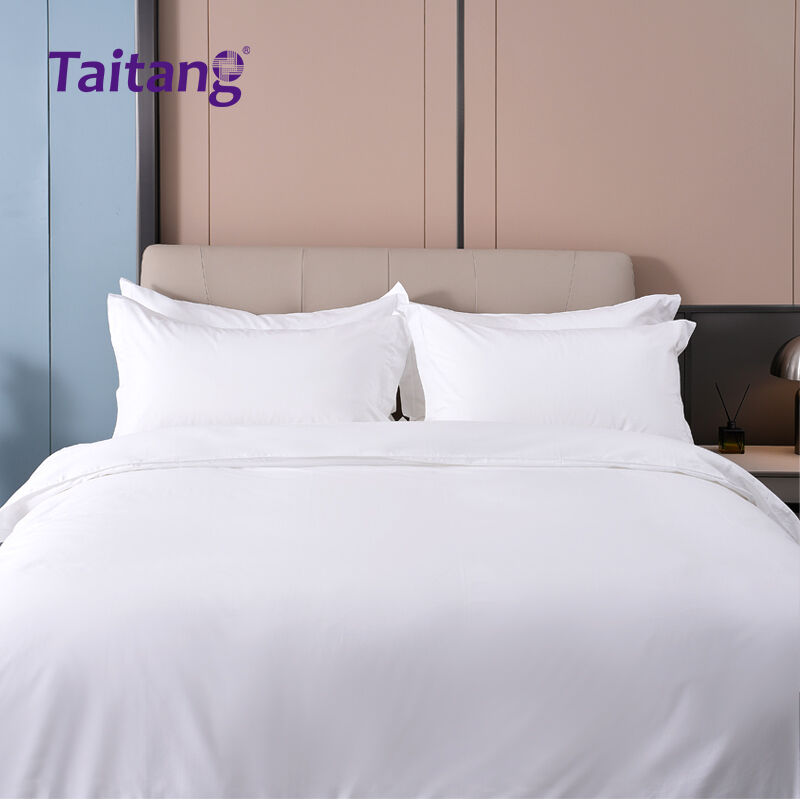 300T သ cotton ပုံစံ satin အဆင့်မြင့် ဟိုတယ်အိပ်ရာဖုံးများ၊ air-jet ဖော်မှုန်းထားသော ဟိုတယ်အိပ်ရာဖုံးများ (၁.၅မီတာ အိပ်ရာအတွက်) အမြဲတမ်းရောင်းဝယ်ရေး