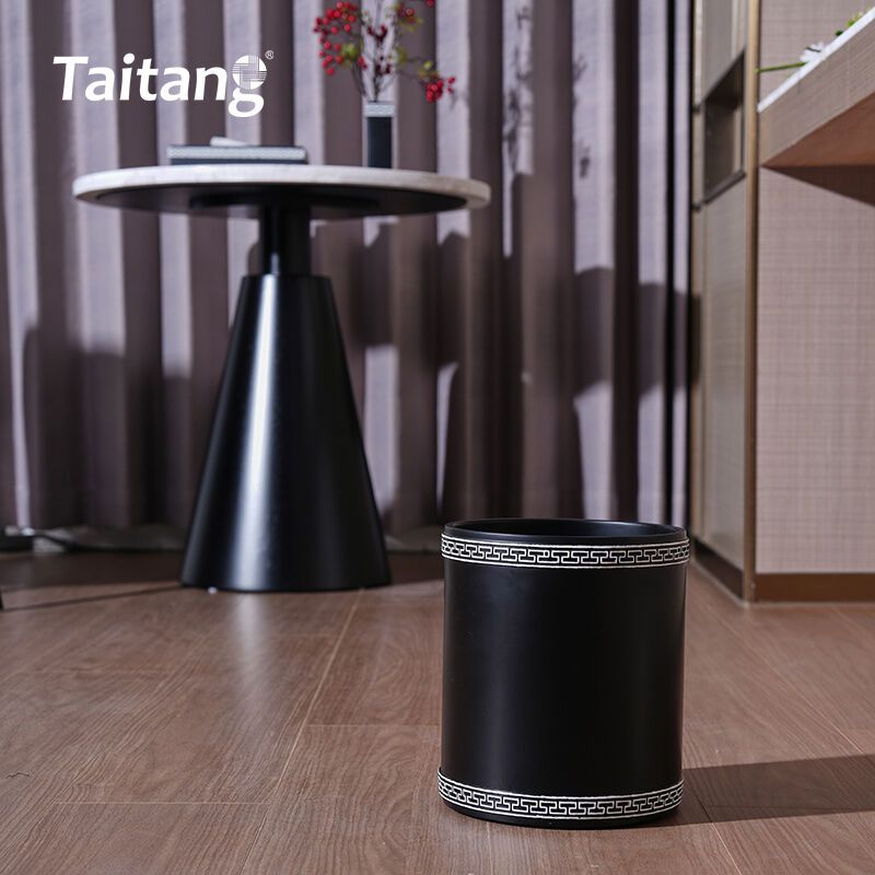 Hotel Room Amenities Set Matte Black Resin with White Pattern 5-Star Guest Room & Bathroom Accessories