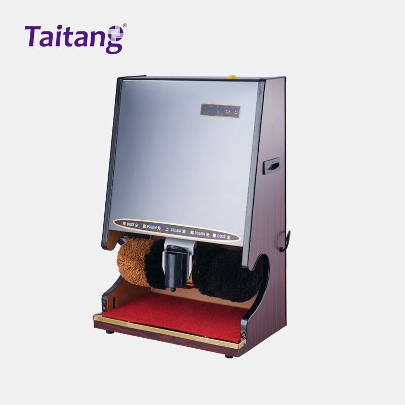 Professional Automatic Shoe Polisher Machine Stainless Steel & Wood Electric Shoe Shiner for Hotel Lobbies