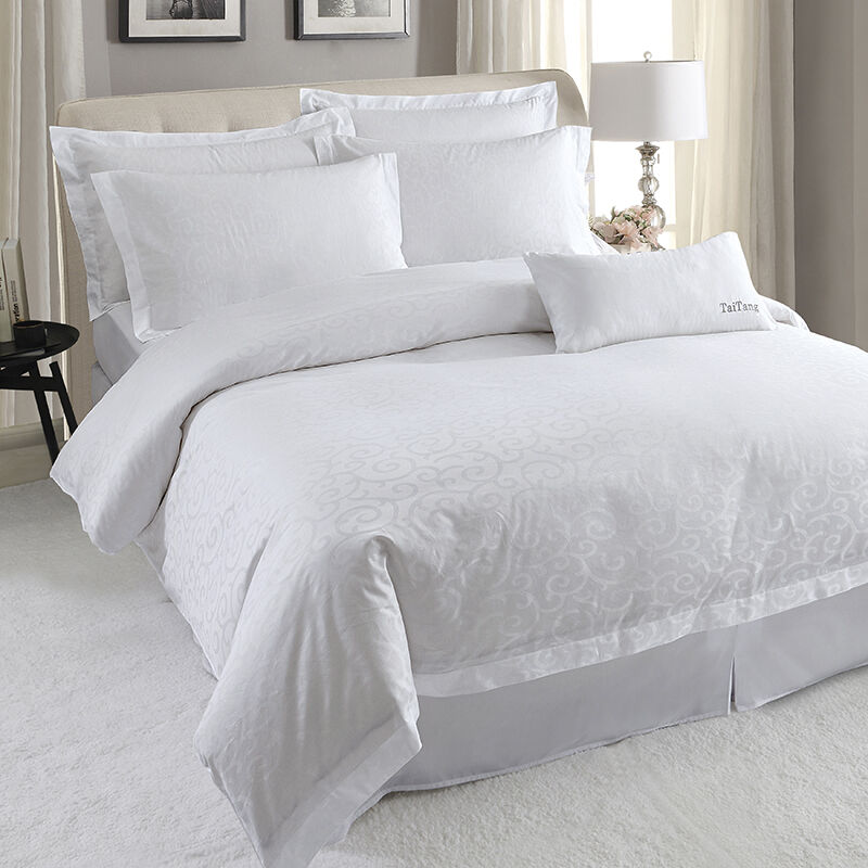 Commercial Hotel Bedding Package One Stop 100% Combed Cotton Jacquard White Bedding Four-Piece Set