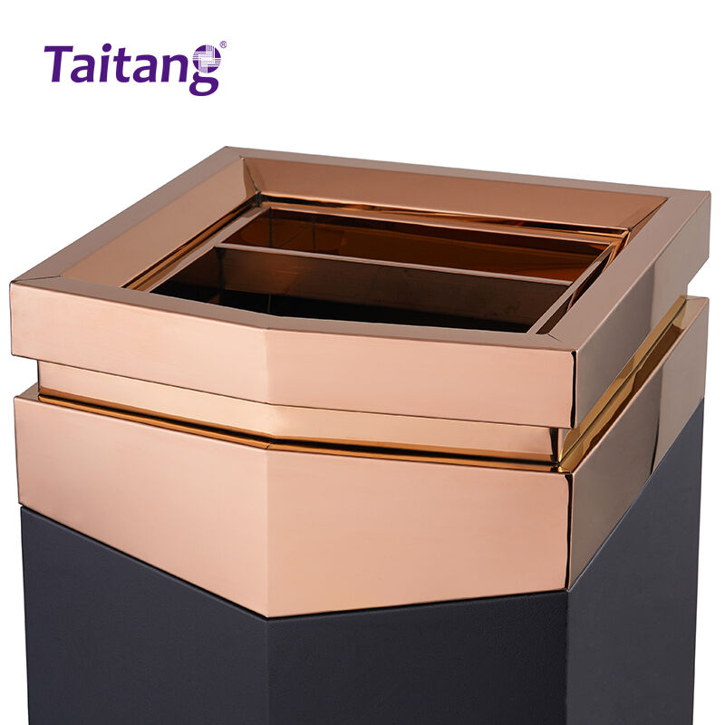 Modern Commercial Lobby Trash Can Deluxe Hotel Garbage Bin with Integrated Ashtray