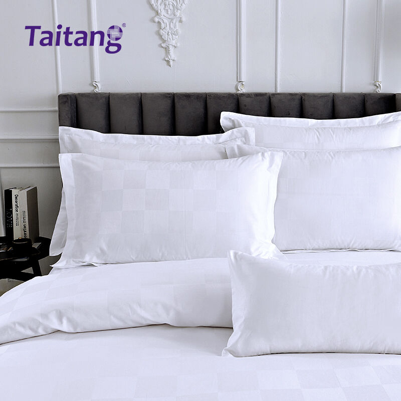 Koleksi Hotel - Seprai dan Sarung Selimut Mewah dengan Pola Jacquard Kotak Besar untuk Kamar Suite Hotel (300T)