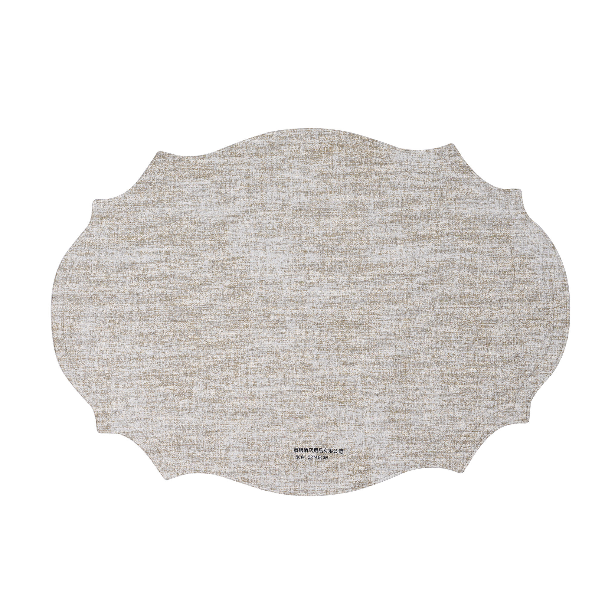 زیرلیوان هتلی با لبه‌های دندانه‌دار، به ابعاد ۳۲×۴۵ سانتی‌متر، رنگ اوف-وایت، سبک اروپایی، زیرلیوان تجاری برای میزها، لوازم خدمات غذایی، فروش عمده