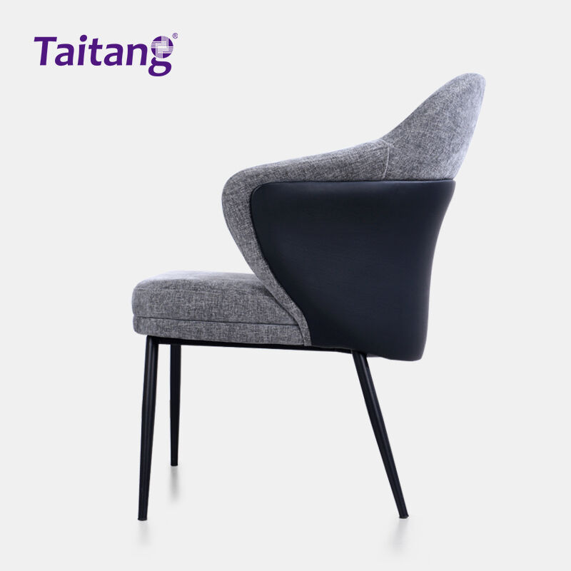 Modern Wrap-Around Hotel Dining Chair Luxury Upholstered Armchair with Iron Legs Hospitality Furniture