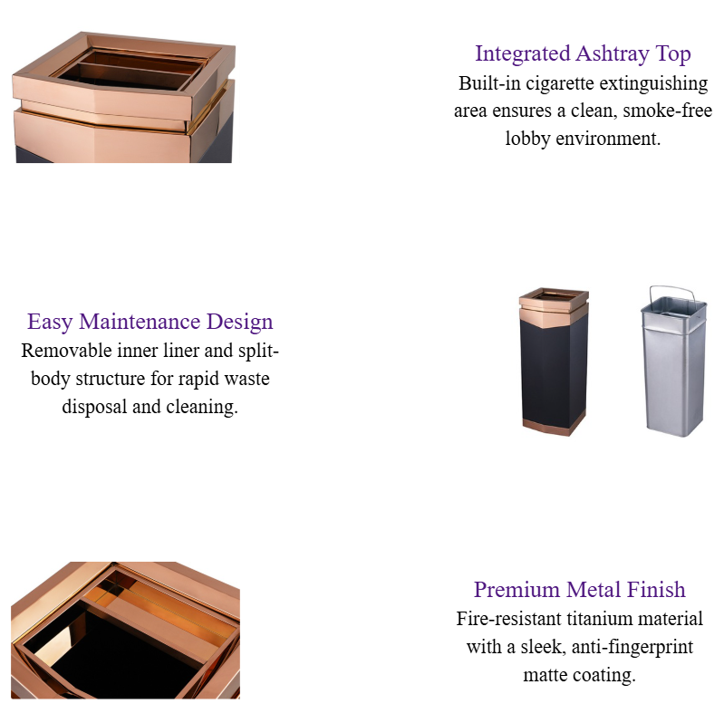 Modern Commercial Lobby Trash Can Deluxe Hotel Garbage Bin with Integrated Ashtray.png