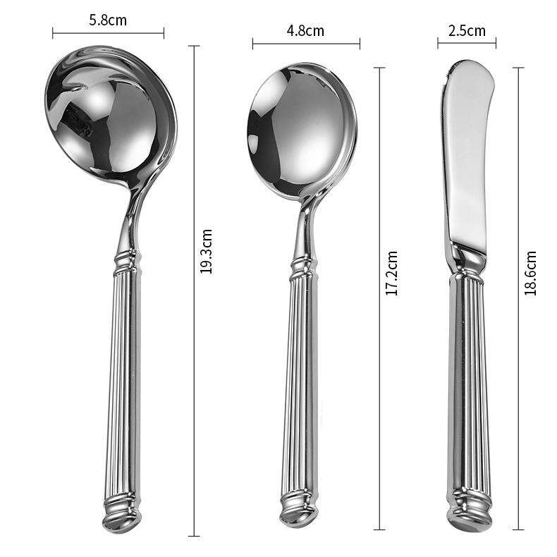 Fluted Column Stainless Steel Restaurant Cutlery Set Luxury Hotel Flatware Commercial Services Cutlery Steel