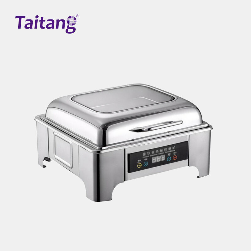 Tijorat uchun elektr oziq-ovqat isitgichi, buffe uchun alyuminiy qoplamali chafing idish, raqamli haroratni boshqarish tizimi bilan, mehmonxona va ta'minot xizmatlari uchun