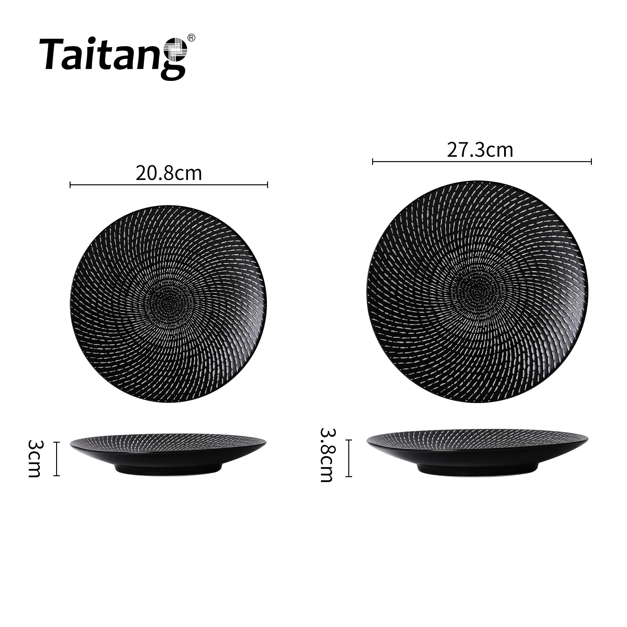 Black & White Ceramic Dinnerware Set Textured Porcelain Tableware Plates for Boutique Hotels Dining Restaurants