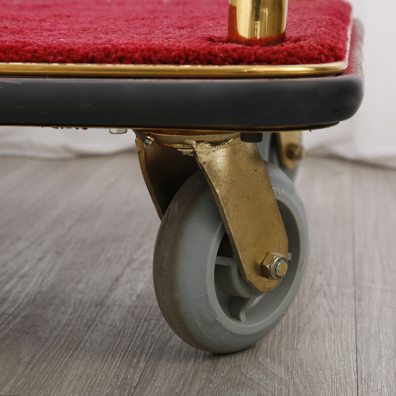 XL Luxury Mirror Gold Platform Luggage Cart Heavy-Duty Four-Wheel Bellman Trolley